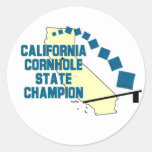 Campeón de California Cornhole Etiquetas Redondas