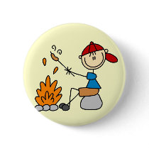 Camper Roasting Hot Dogs Tshirts and Gifts buttons by stick_figures Camper Roasting Hot Dogs Tshirts and Gifts buttons