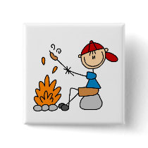 Camper Roasting Hot Dogs Tshirts and Gifts buttons by stick_figures Camper Roasting Hot Dogs Tshirts and Gifts buttons