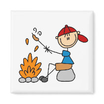 Camper Roasting Hot Dogs Tshirts and Gifts magnets by stick_figures Camper Roasting Hot Dogs Tshirts and Gifts magnets
