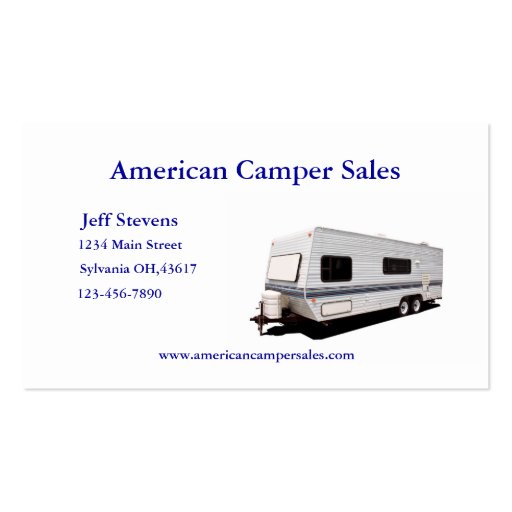 Camper Sales Business Card (front side)
