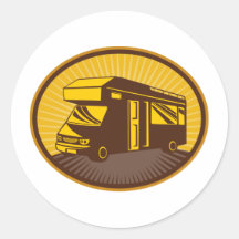 Camper van caravan mobile home round stickers