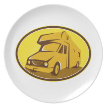 Camper Van Mobile Home Retro Dinner Plate