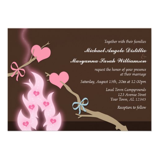 Campfire Hearts Campground Wedding Invitations