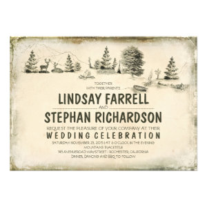 Campground Illustration Camping Wedding Invitation