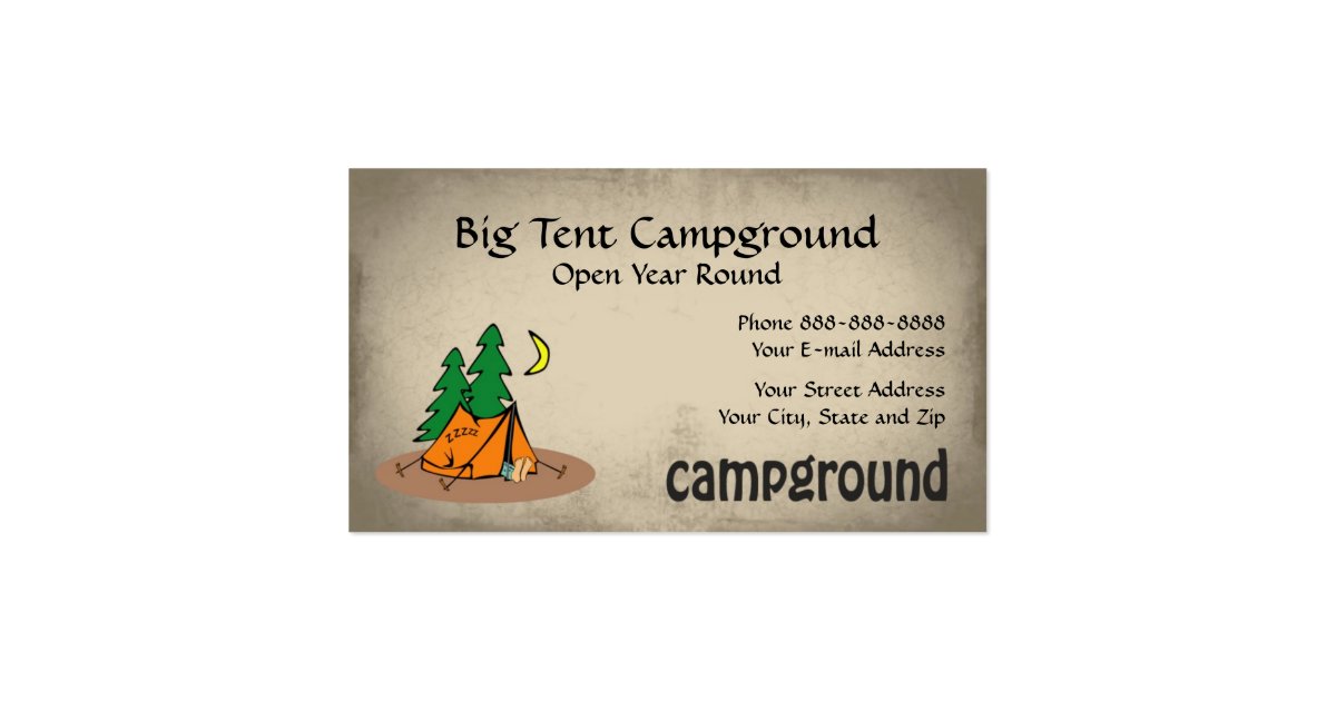 Campground Tent Outdoor Equipment Business Business Card Zazzle