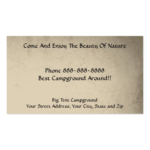Campground Tent Outdoor Equipment Business Business Card Templates (back side)