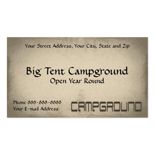 Campground Tent Outdoor Equipment Business Business Card Templates (front side)
