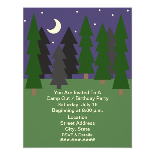 Camping Birthday Invitation - Camp Fire