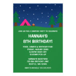 Camping Birthday Party Girls Invitations