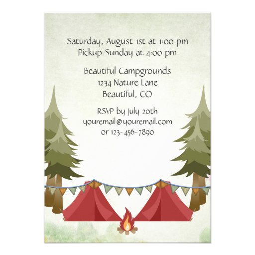 Camping Birthday Party Invitation for Boys
