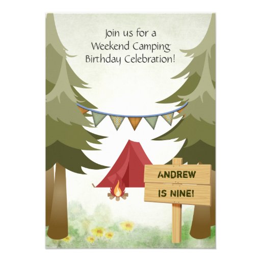 Camping Birthday Party Invitation for Boys