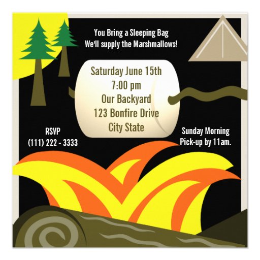 Camping Birthday Party Personalized Announcements