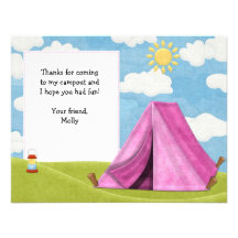 Camping Birthday Thank You Card Invite