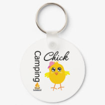 Camping Chick keychains by chicktshirts Camping Chick keychains