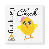 Camping Chick magnets by chicktshirts Camping Chick magnets