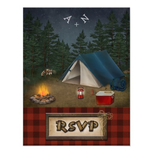 Camping Glamping Fishing Wedding RSVP Card