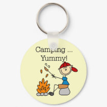 Camping is Yummy Tshirts and Gifts keychains by stick_figures Camping is Yummy Tshirts and Gifts keychains