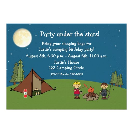 Camping Out Party Custom Invitations