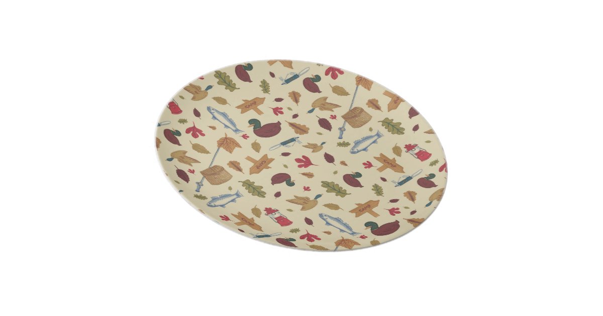 Camping Pattern Melamine Plate Zazzle