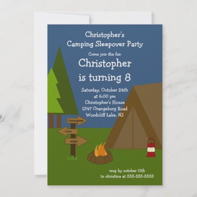 Camping Sleepover Boys Birthday Invitation