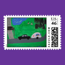Camping With Pets postage