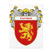 Campos Coat of Arms/Family Crest (Mantled) postcards