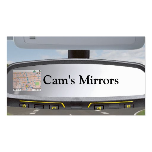 Cam's Mirrors Business card (front side)