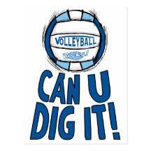 Can U Dig It Volleyball Blue Lt Blue Postcards