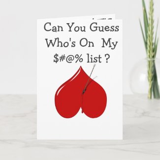 Can you guess who's on my ......list? card