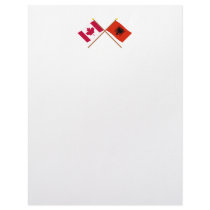 Canada and Albania Crossed Flags Personalized Letterhead