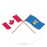 Canada and Alberta Crossed Flags Round Sticker