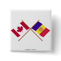 Canada and Andorra Crossed Flags Buttons