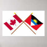 Canada and Antigua &amp; Barbuda Crossed Flags Posters