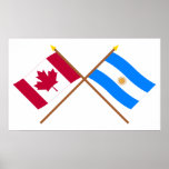Canada and Argentina Crossed Flags Poster