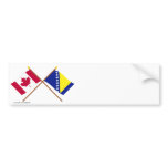 Canada and Bosnia & Herzegovina Crossed Flags Bumper Stickers