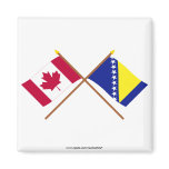 Canada and Bosnia & Herzegovina Crossed Flags Fridge Magnet