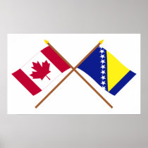 Canada and Bosnia & Herzegovina Crossed Flags Print