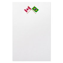 Canada and Brazil Crossed Flags Customized Stationery