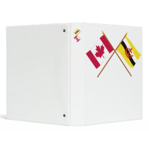 Canada and Brunei Crossed Flags 3 Ring Binder