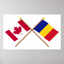 Canada and Chad Crossed Flags Print