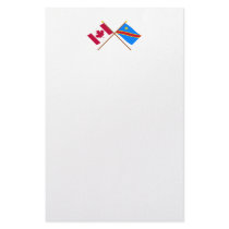 Canada and Congo Democratic Republic Crossed Flags Customized Stationery