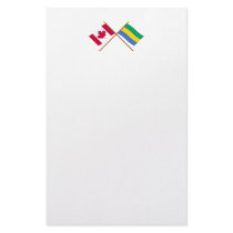 Canada and Gabon Crossed Flags Customized Stationery