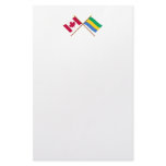 Canada and Gabon Crossed Flags Customized Stationery