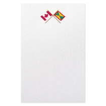 Canada and Grenada Crossed Flags Stationery Paper