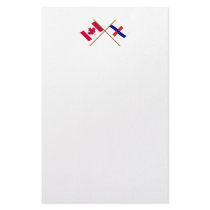 Canada and Netherlands Antilles Crossed Flags Customized Stationery