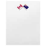 Canada and New Zealand Crossed Flags Custom Letterhead