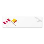 Canada and Nunavut Crossed Flags Bumper Sticker