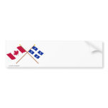 Canada and Quebec Crossed Flags Bumper Sticker