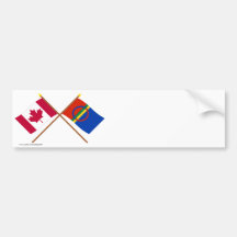 Canada and Sapmi Crossed Flags Bumper Stickers